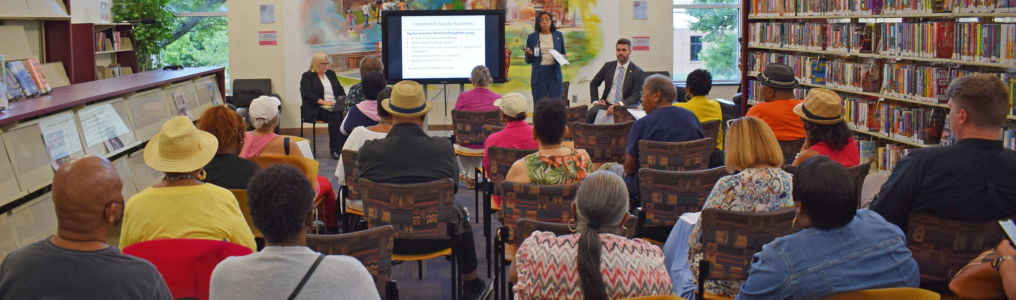 County Manager Robinson speaking to Forsyth County Citizens at a library